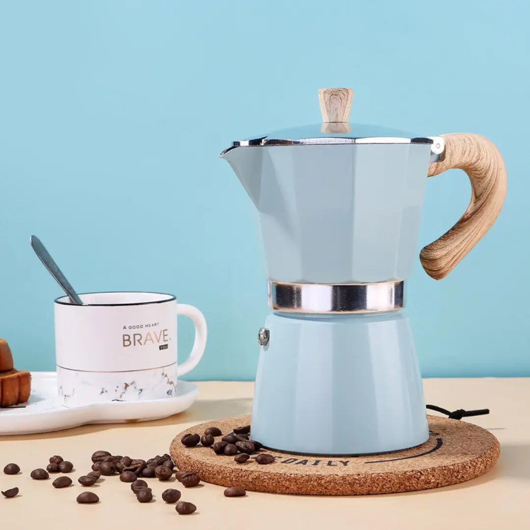 MOKA POT ESPRESSO MAKER BLUE Eighteen Grams